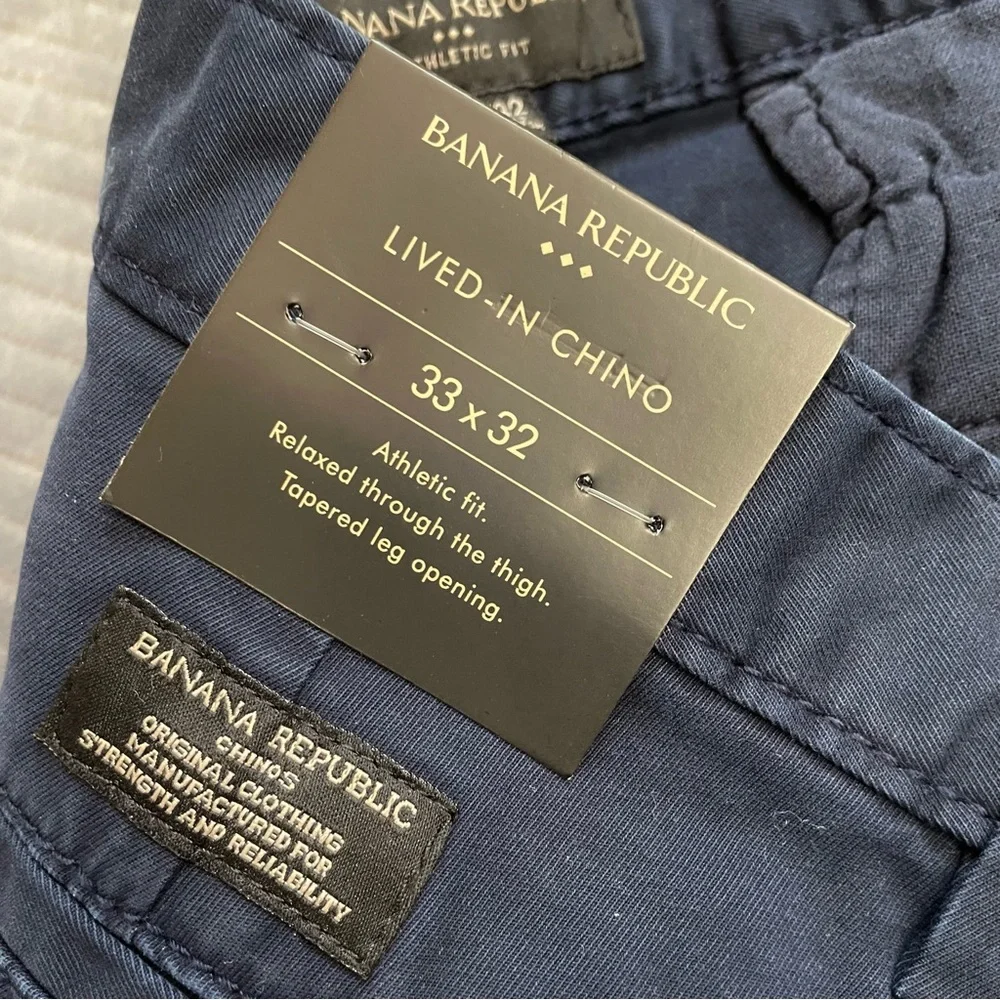 Banana Republic Pants NWT‎ 35x32 Men’s Lived In Chino Navy Blue Athletic Fit